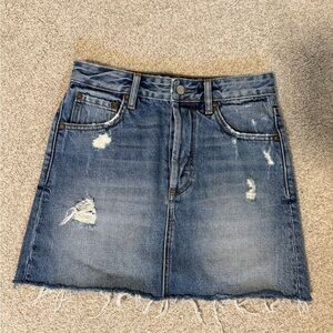 Boyish Blue Distressed Mini Skirt